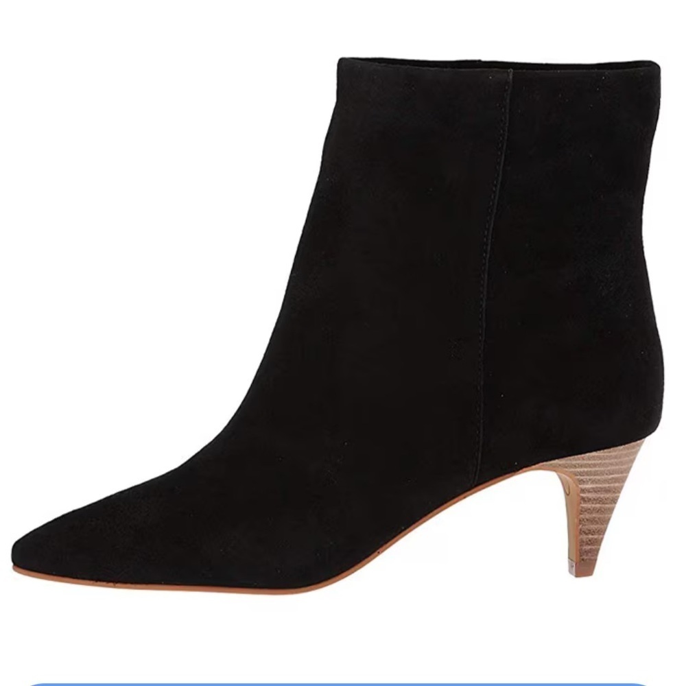 Dolce Vita ‘Deedee’ Ankle Boots with Wide Opening - Pull On Kitten Heel - Suede